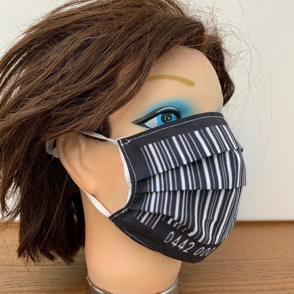 FACE MASK 2 layer Cloth BARCODE Adjust Ear Loop - Picture 1 of 11